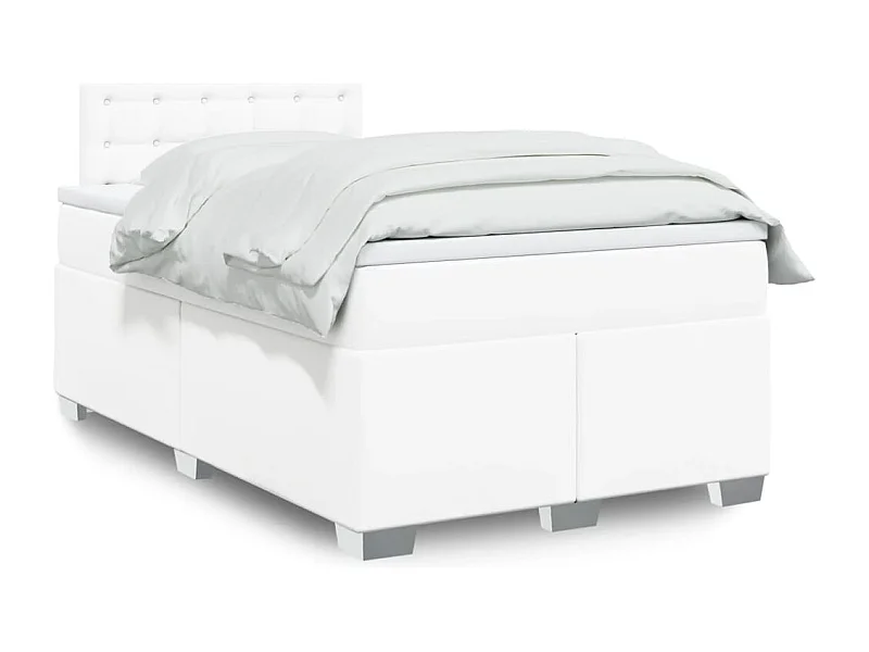 Boxspring met matras kunstleer wit 120x190 cm