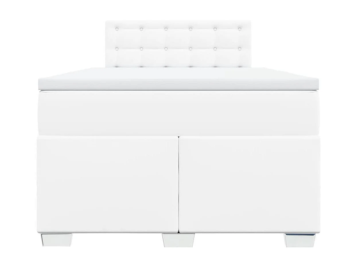 Sommier à lattes de lit avec matelas blanc 120x190cm similicuir