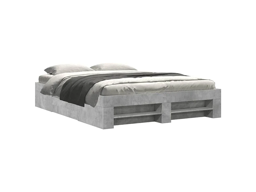 Estructura de cama madera de ingeniería gris hormigón 150x200cm