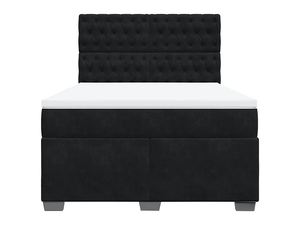 Giroletto a Molle con Materasso Nero 140x190 cm in Velluto