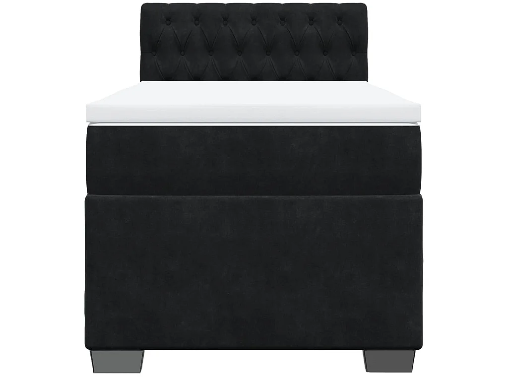 Cama box spring con colchón terciopelo negro 80x200 cm