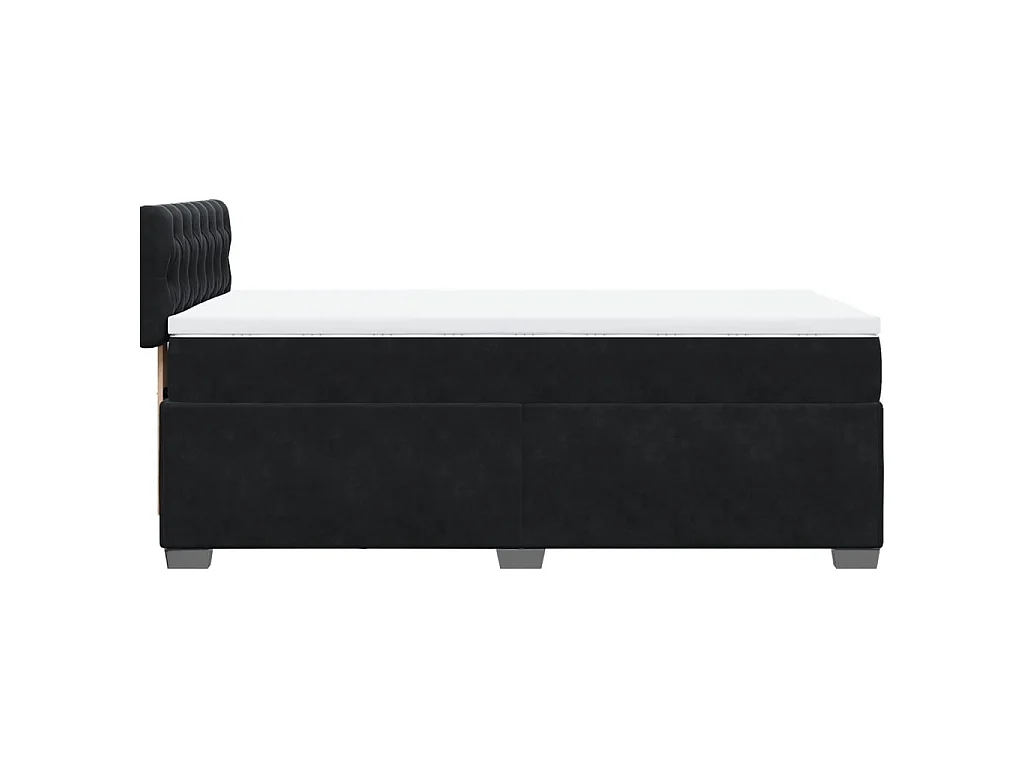 Cama box spring con colchón terciopelo negro 80x200 cm