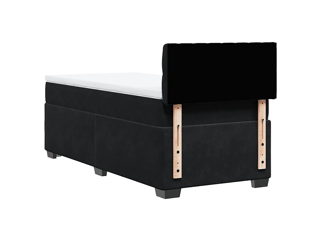 Cama box spring con colchón terciopelo negro 80x200 cm