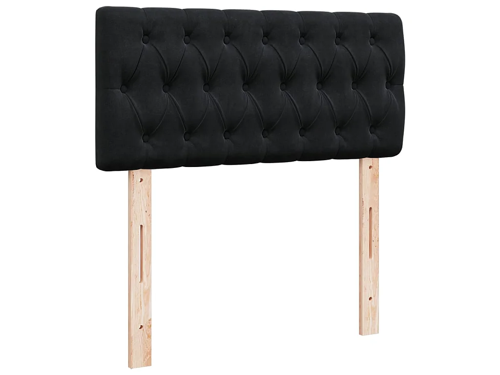 Cama box spring con colchón terciopelo negro 80x200 cm