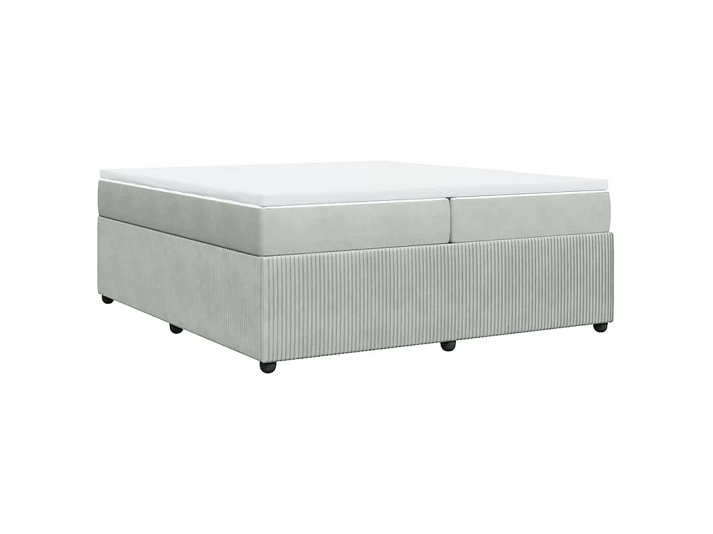 Cama com molas/colchão 200x200 cm veludo cinzento-claro