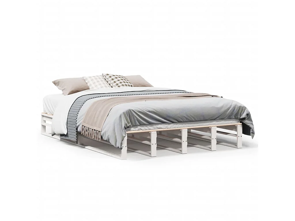 Cadre de lit sans matelas blanc 140x200 cm bois de pin massif