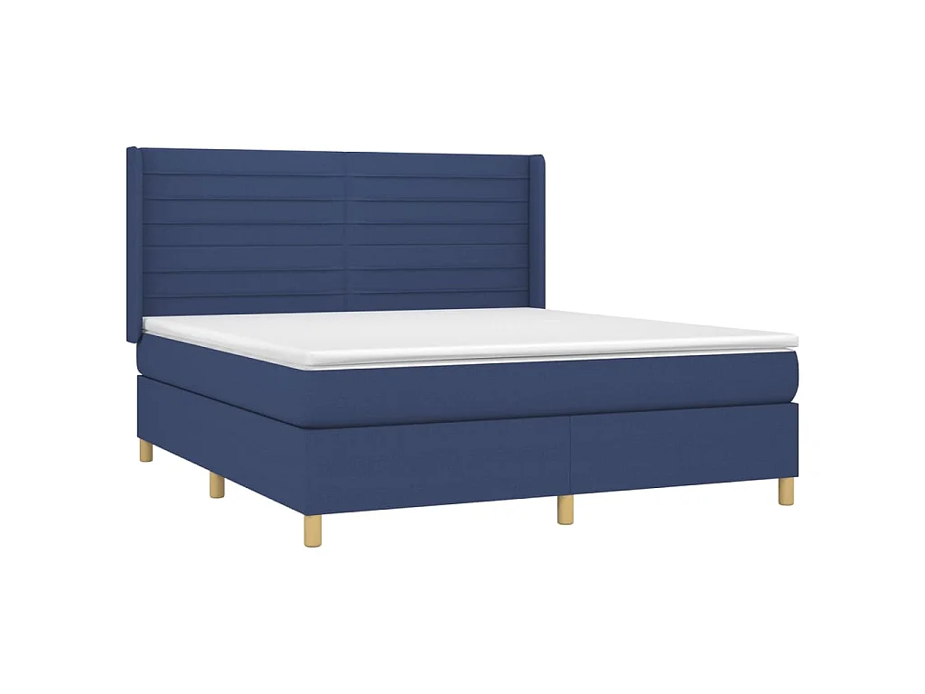 Sommier à lattes de lit matelas et LED Bleu 180x200 cm Tissu