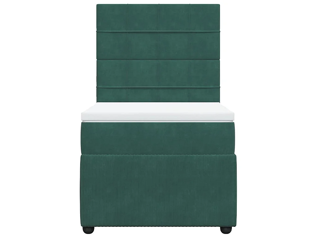 Cama box spring con colchón terciopelo verde oscuro 100x200 cm