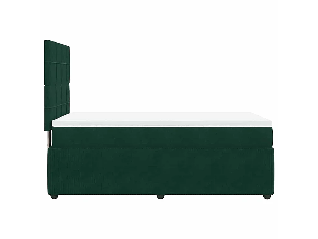 Cama box spring con colchón terciopelo verde oscuro 100x200 cm