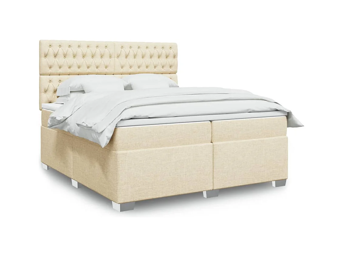 Boxspringbett mit Matratze Creme 200x200 cm Stoff