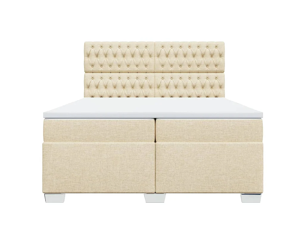 Sommier à lattes de lit avec matelas Crème 200x200 cm Tissu