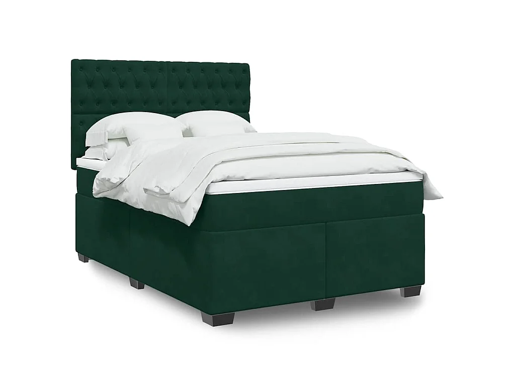 Sommier à lattes de lit et matelas Vert foncé 160x200cm Velours
