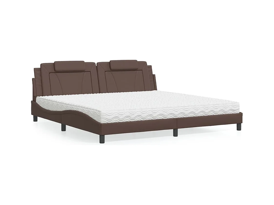 Bed "Viana" met matras kunstleer bruin 200x200 cm