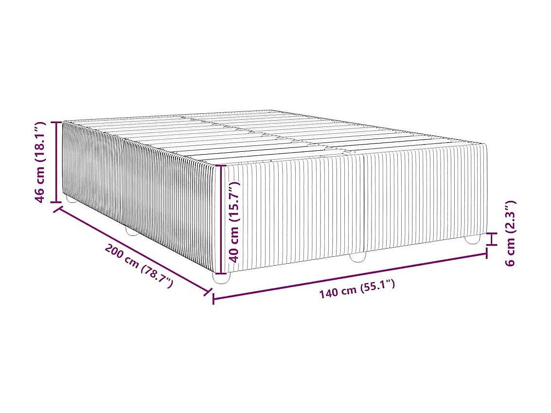 Cadre de lit sans matelas bleu 140x200 cm velours