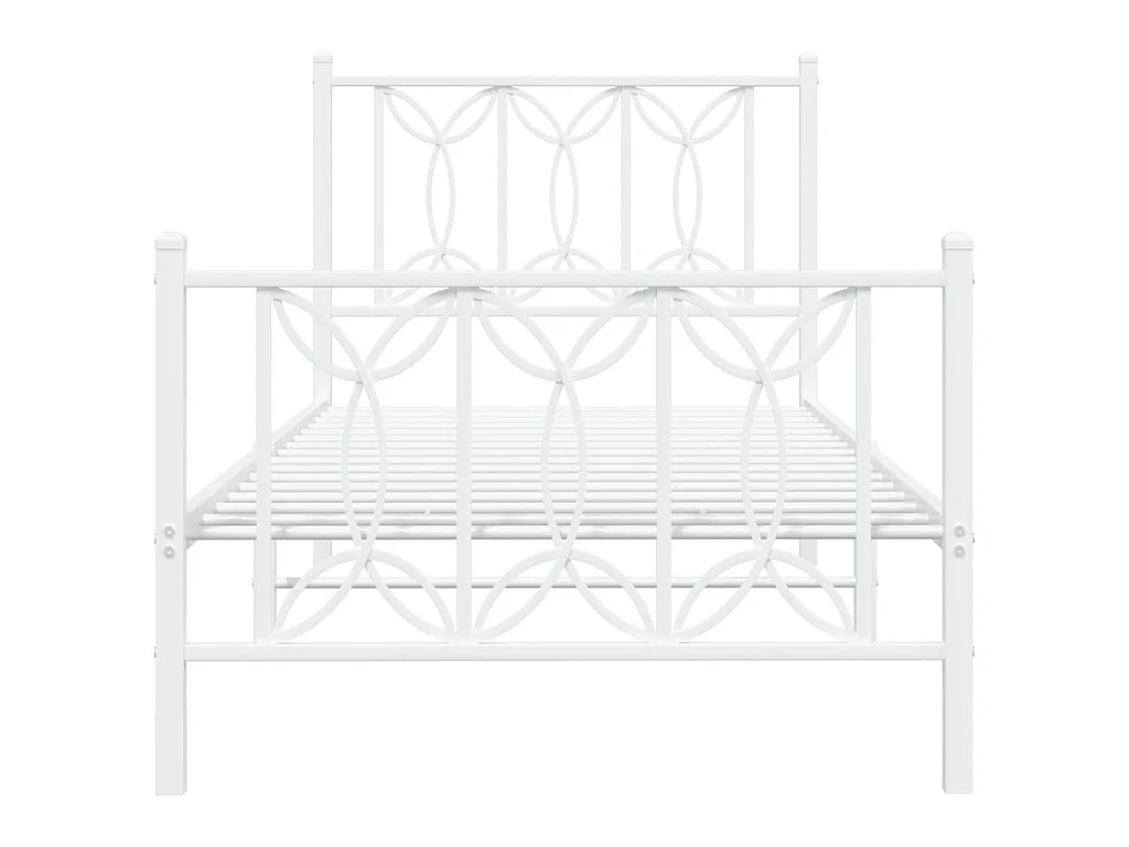 Giroletto con Testiera e Pediera Metallo Bianco 80x200 cm