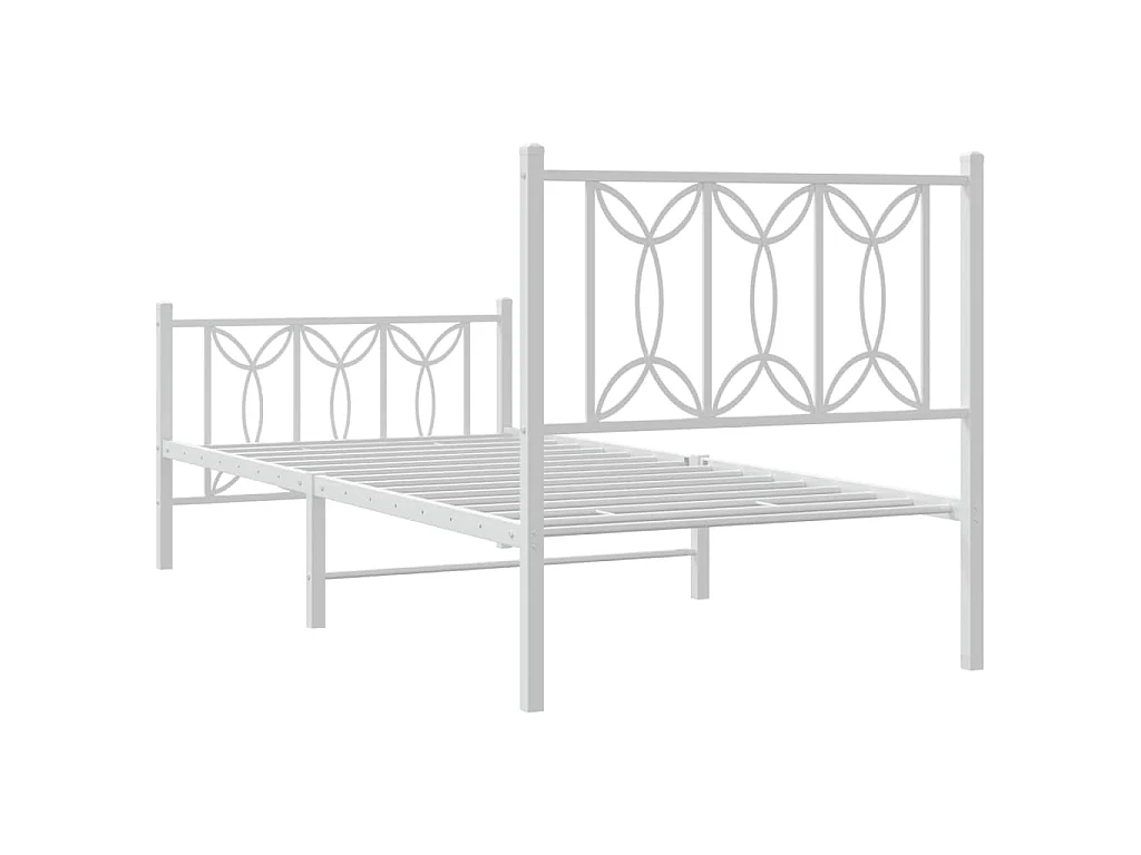 Giroletto con Testiera e Pediera Metallo Bianco 80x200 cm