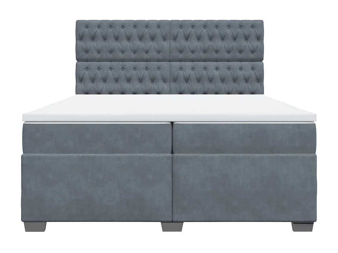 Giroletto a Molle con Materasso Grigio Scuro 200x200 cm Velluto