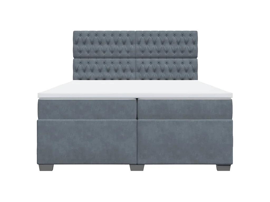 Sommier à lattes de lit et matelas Gris foncé 200x200cm Velours