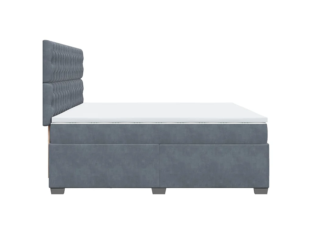 Sommier à lattes de lit et matelas Gris foncé 200x200cm Velours