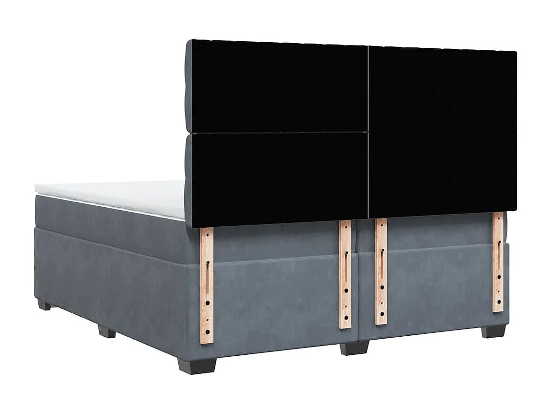 Sommier à lattes de lit et matelas Gris foncé 200x200cm Velours