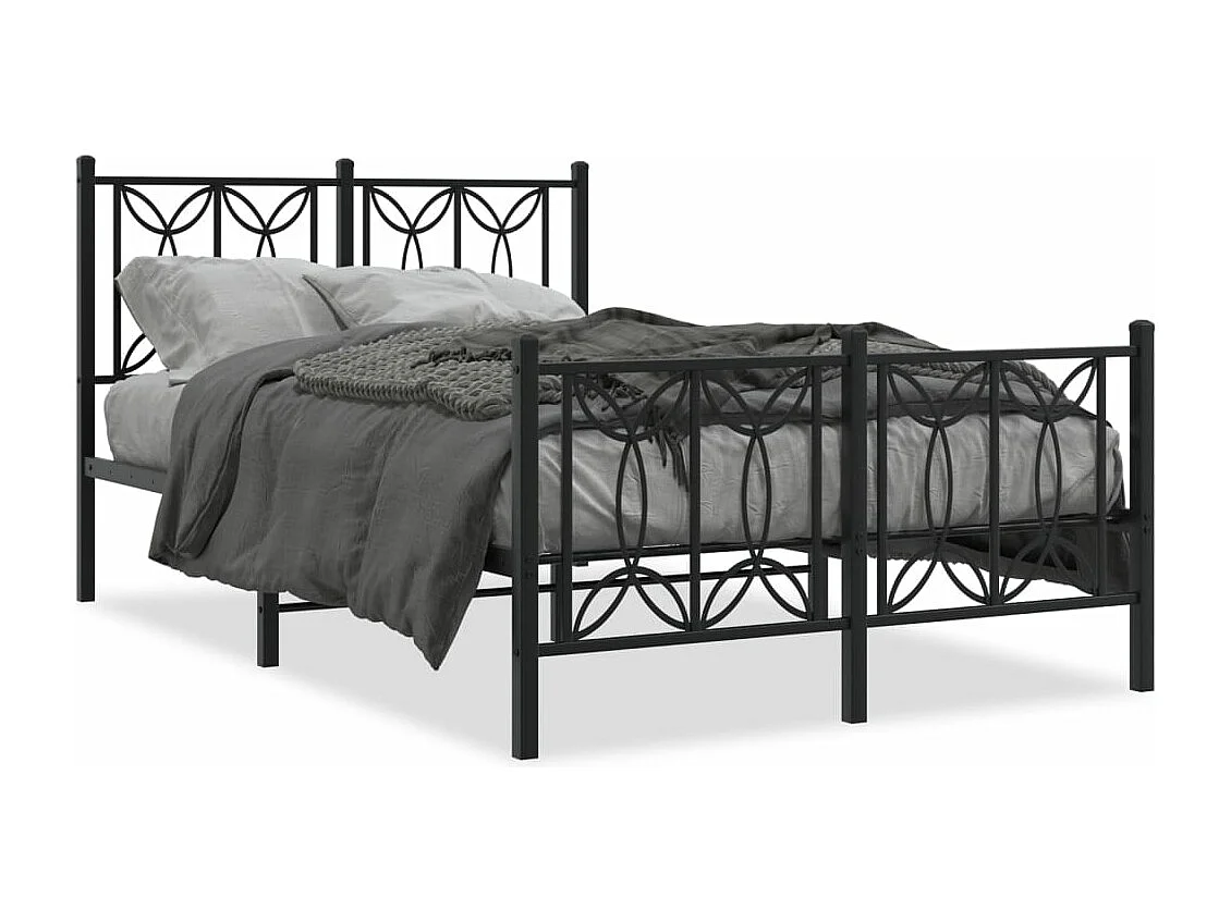 Estrutura de cama com cabeceira e pés 120x200 cm metal preto