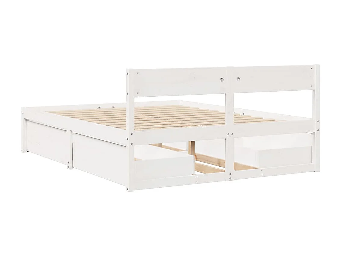 Bedframe zonder matras massief grenenhout wit 160x200 cm