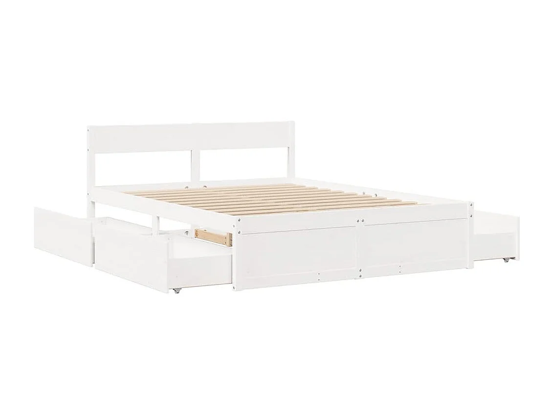 Cadre de lit sans matelas blanc 160x200 cm bois de pin massif