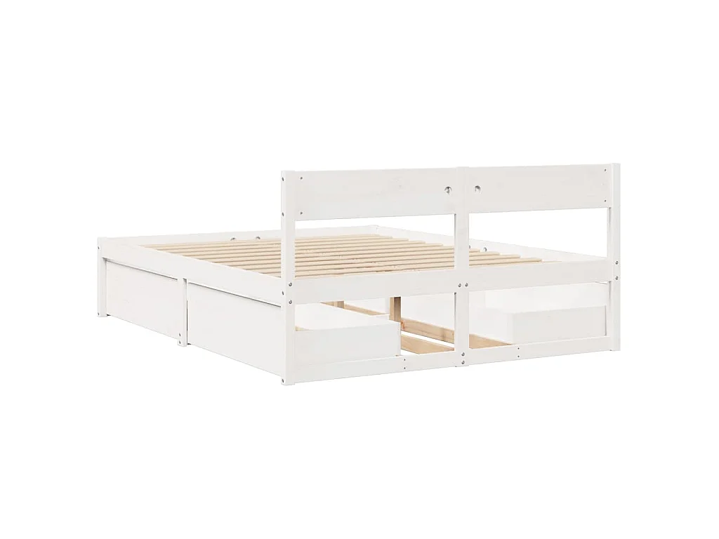 Bedframe zonder matras massief grenenhout wit 160x200 cm