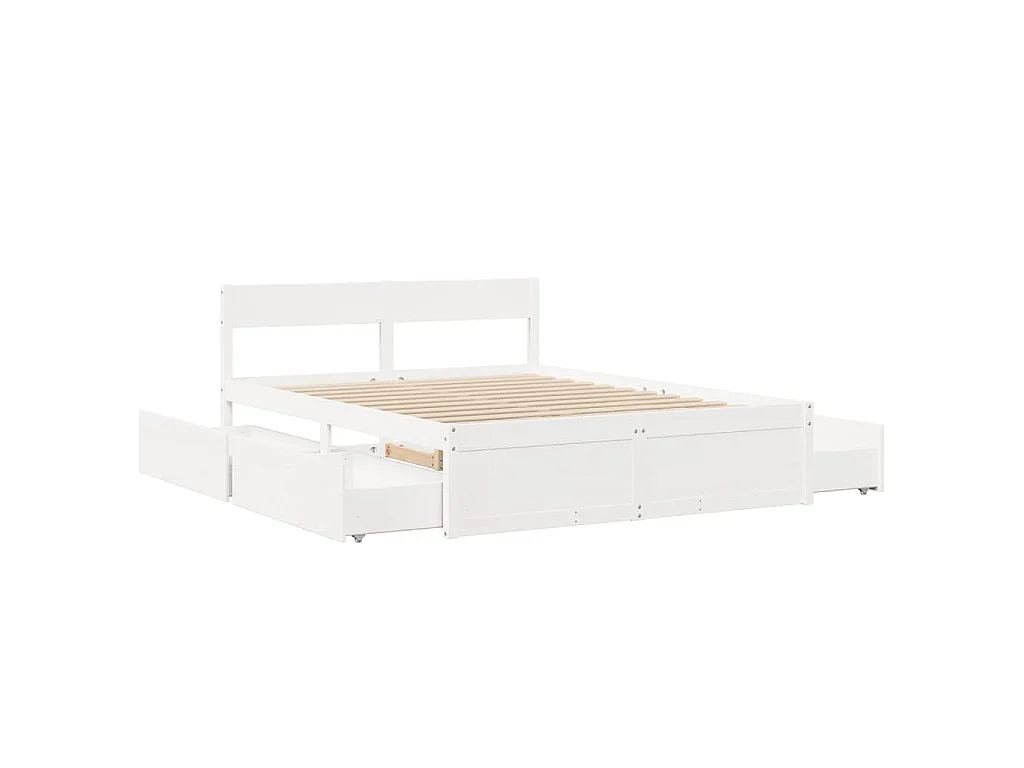 Bedframe zonder matras massief grenenhout wit 160x200 cm