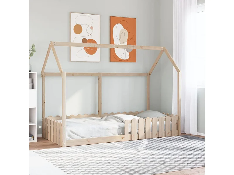 Cama con forma de casa para niños madera maciza pino 90x200 cm