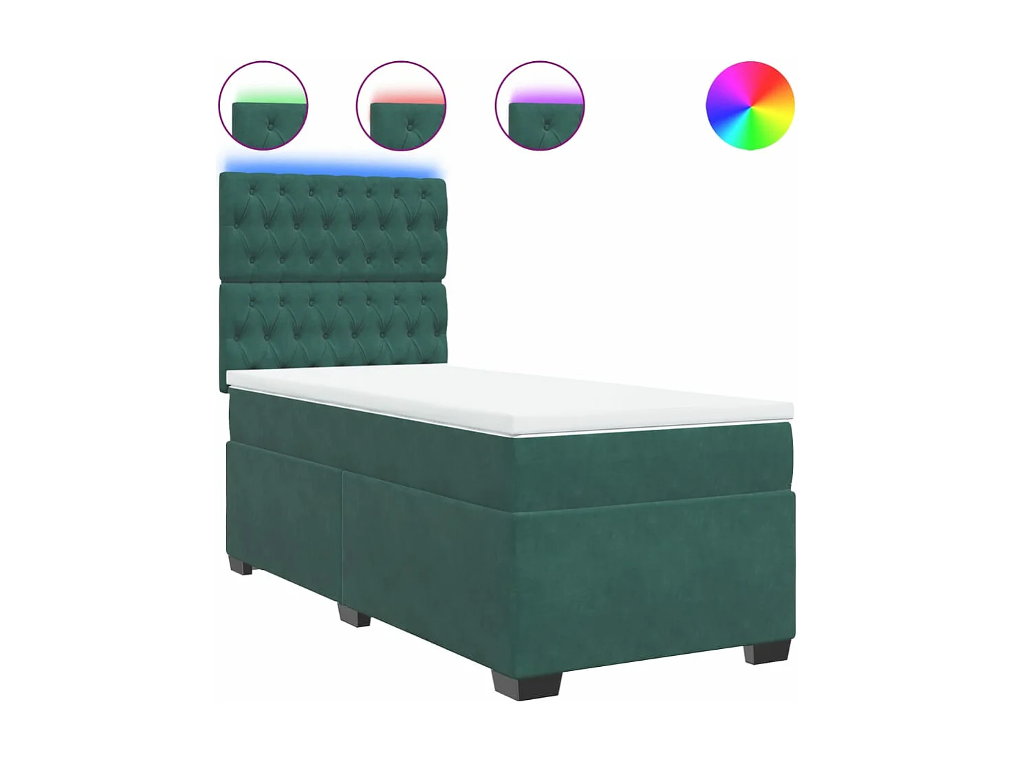 Cama box spring con colchón terciopelo verde oscuro 80x200 cm
