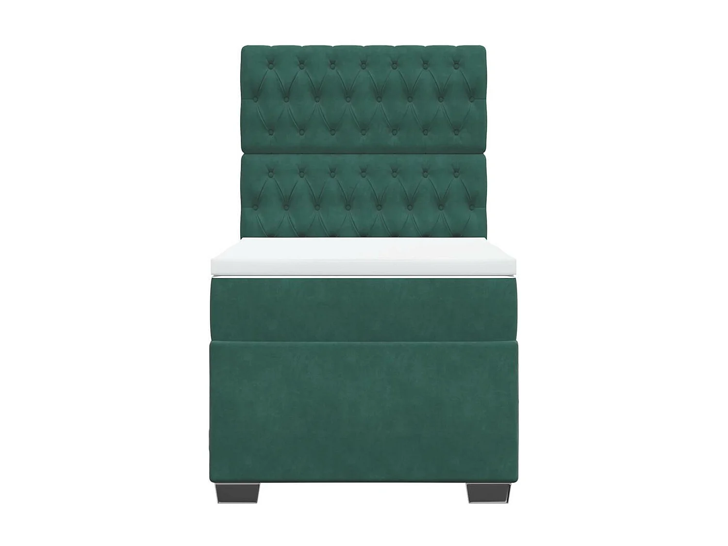 Cama box spring con colchón terciopelo verde oscuro 80x200 cm