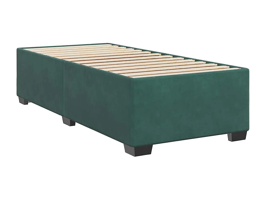Cama box spring con colchón terciopelo verde oscuro 80x200 cm