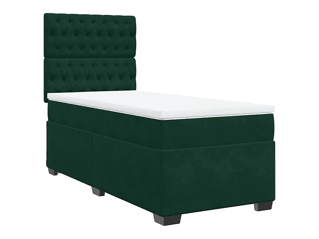 Boxspringbett mit Matratze Dunkelgrün 80x200 cm Samt