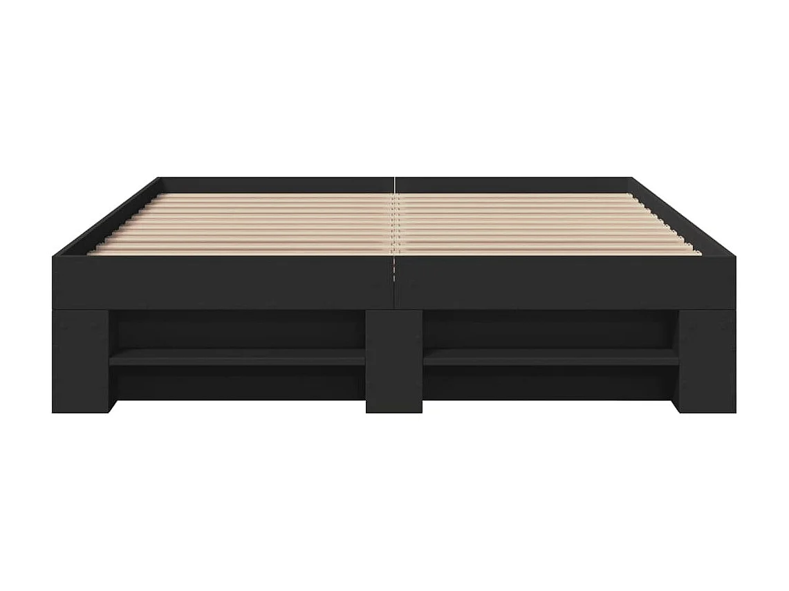 Cadre de lit sans matelas noir 140x190 cm bois d'ingénierie