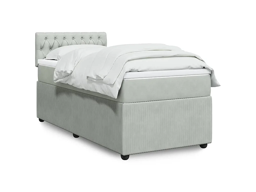 Sommier à lattes de lit et matelas Gris clair 90x190 cm Velours