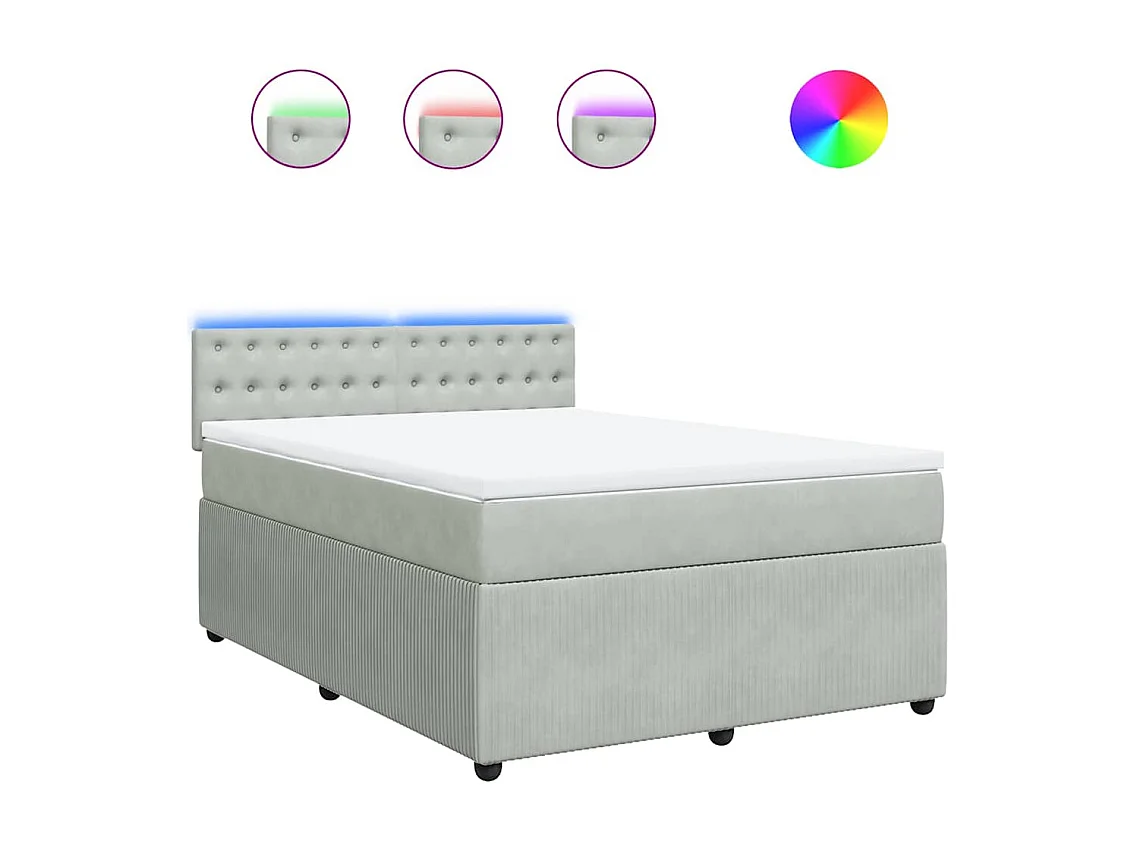 Sommier à lattes de lit et matelas Gris clair 140x190cm Velours