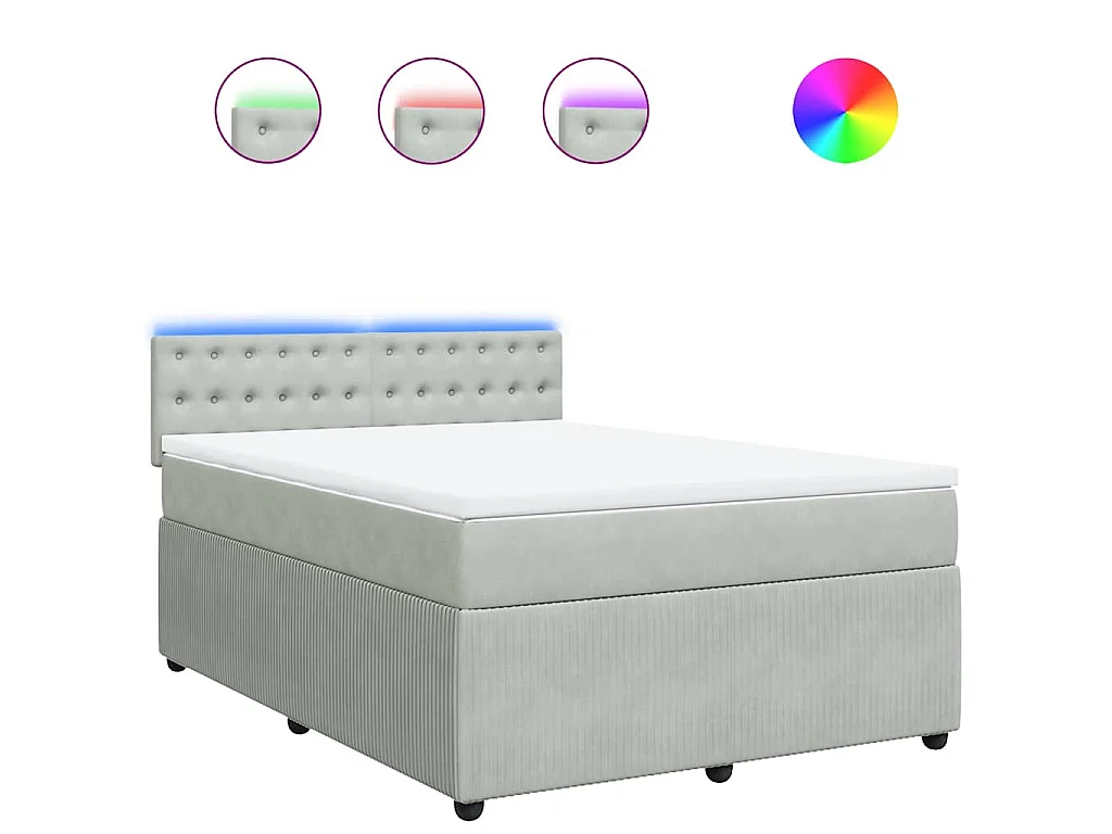 Boxspring met matras fluweel lichtgrijs 140x190 cm