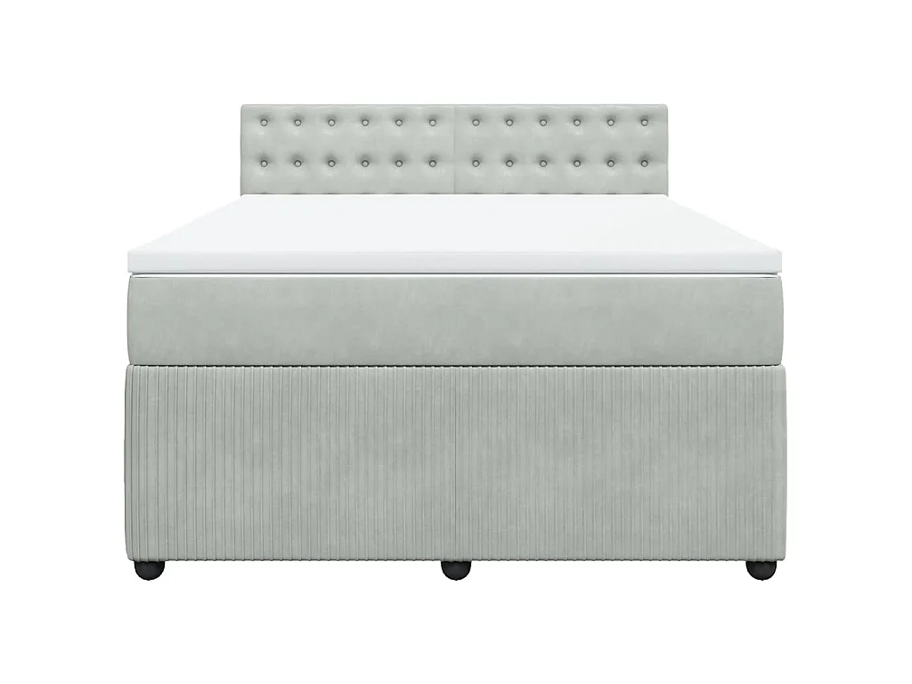 Boxspring met matras fluweel lichtgrijs 140x190 cm