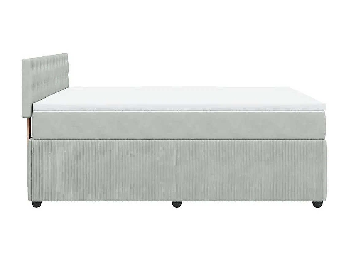 Boxspring met matras fluweel lichtgrijs 140x190 cm