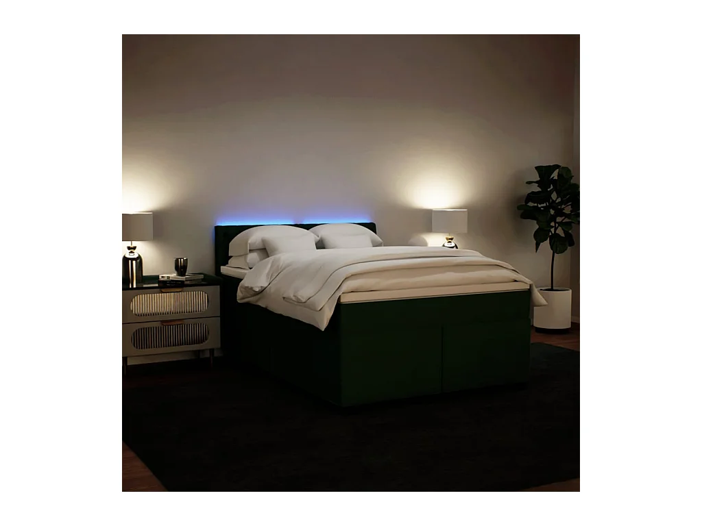 Boxspringbett mit Matratze Dunkelgrün 140x190 cm Samt