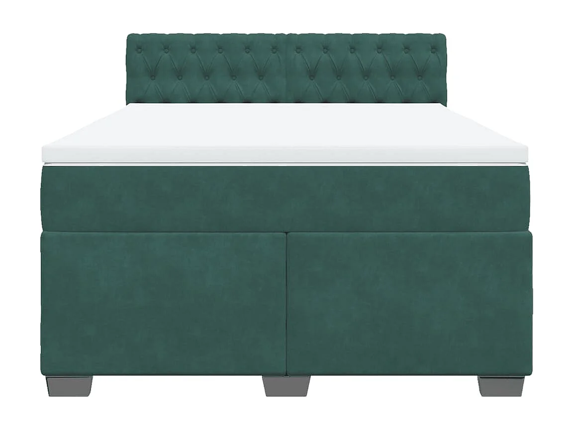 Boxspringbett mit Matratze Dunkelgrün 140x190 cm Samt