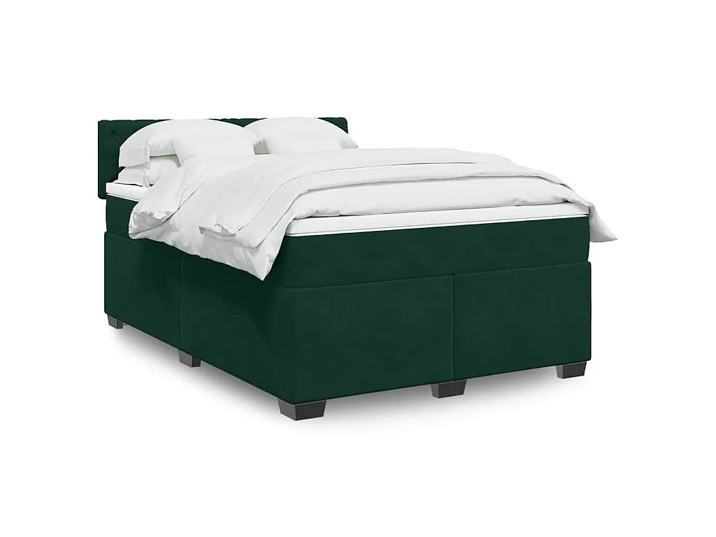 Giroletto a Molle con Materasso Verde Scuro 140x190 cm Velluto