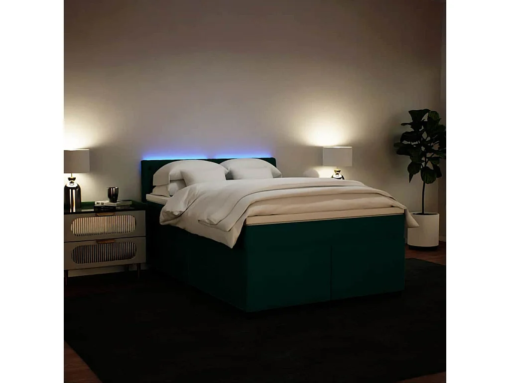 Giroletto a Molle con Materasso Verde Scuro 140x190 cm Velluto
