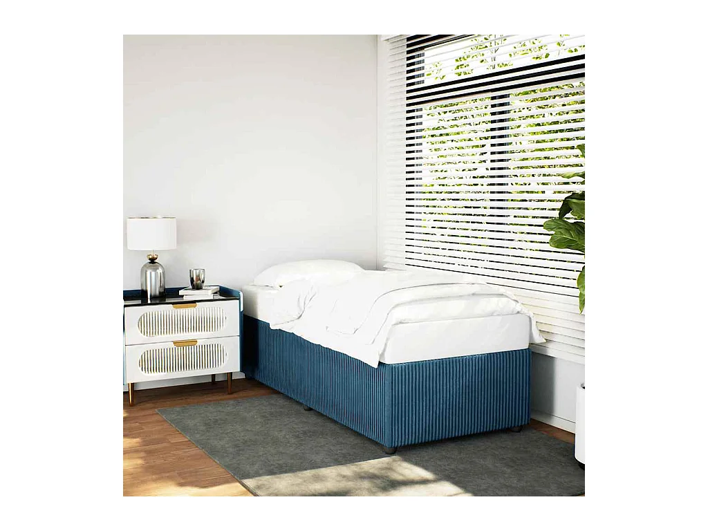 Cadre de lit sans matelas bleu 90x190 cm velours