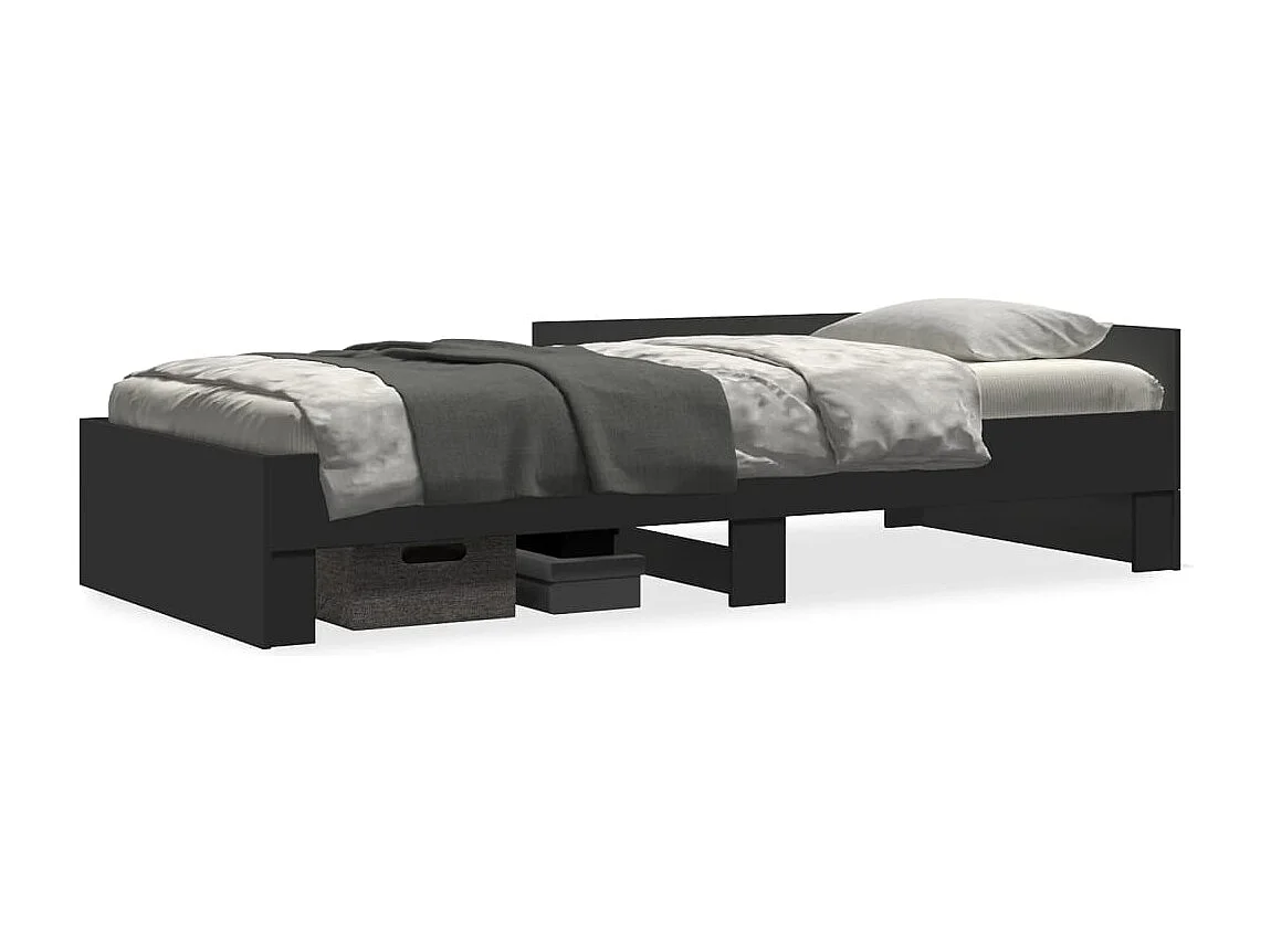 Estrutura de cama 90x190 cm derivados de madeira preto