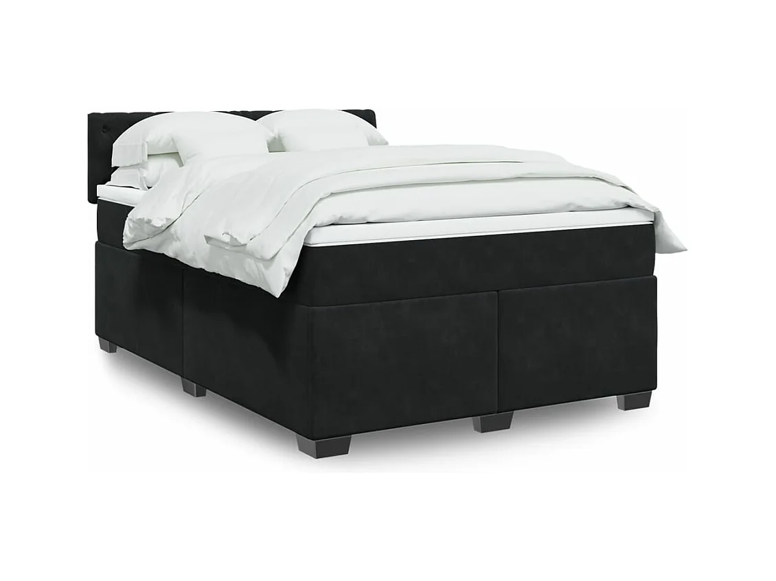 Boxspring met matras fluweel zwart 140x200 cm