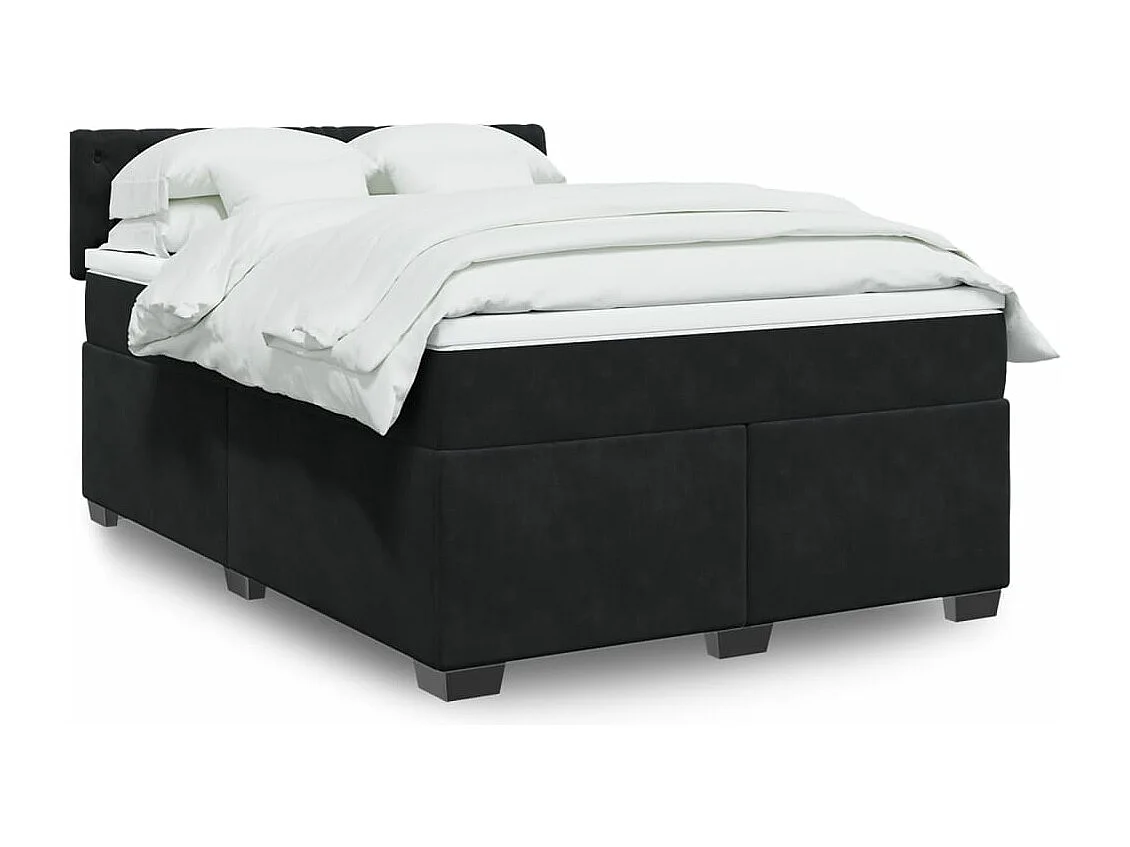 Boxspringbett mit Matratze Schwarz 140x200 cm Samt