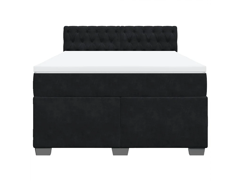 Cama box spring con colchón terciopelo negro 140x200 cm