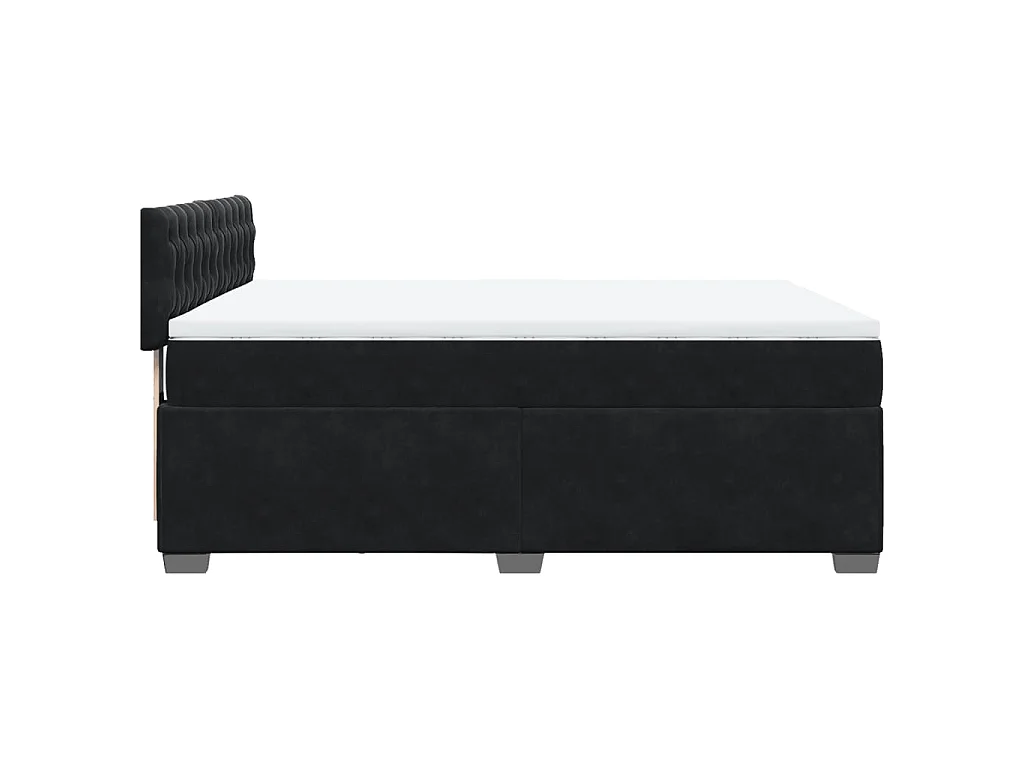 Cama box spring con colchón terciopelo negro 140x200 cm